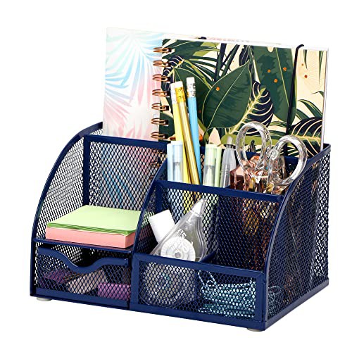 EXERZ Desk Organiser/Mesh Desk Tidy Caddy/Pencil Holder Multifunctional with 7 Compartments