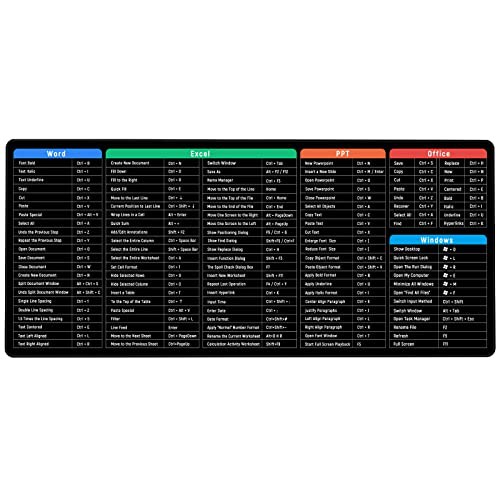 JIALONG Keyboard Excel Shortcuts Mouse Mat Large XXL 