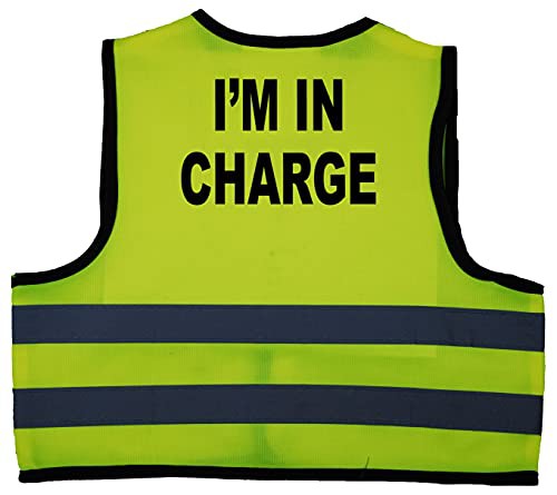 Acce Products I'm in Charge Baby/Children/Kids Hi Vis Safety Jacket/Vest Sizes 0 to 8 Years Optional Personalised On Front