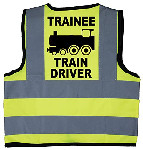 Acce Products Trainee Train Driver Baby, Children, Kids Hi Vis Safety Jacket, Vest Sizes 0 to 8 Years With Personalised On Front