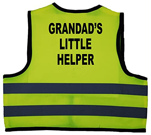 Grandad's Little Helper Baby/Children/Kids Hi Vis Safety Jacket/Vest Sizes 0 to 8 Years Optional Personalised On Front