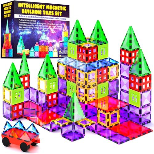 Desire Deluxe Magnetic Building Blocks Tiles STEM Toy Set 57PC – Kids Learning Educational Construction Toys for Boys Girls Present Age 3 4 5 6 7 Year Old - Gift