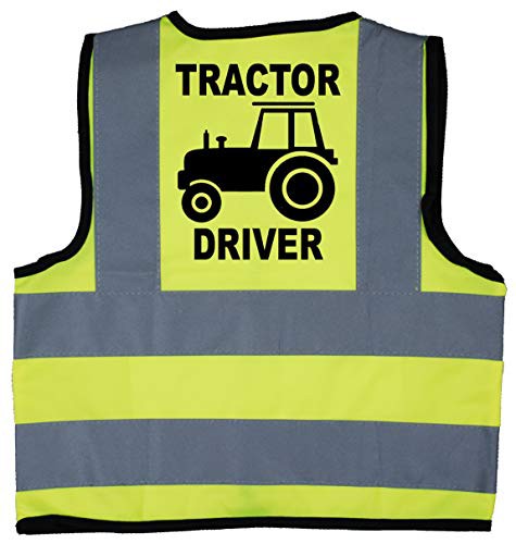 Acce Products Tractor Driver Baby/Children/Kids Hi Vis Safety Jacket/Vest Sizes 0 to 8 Years Optional Personalised On Front