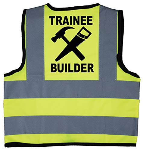 Acce Products Trainee Builder Baby/Children/Kids Hi Vis Safety Jacket/Vest Sizes 0 to 8 Years Optional Personalised On Front