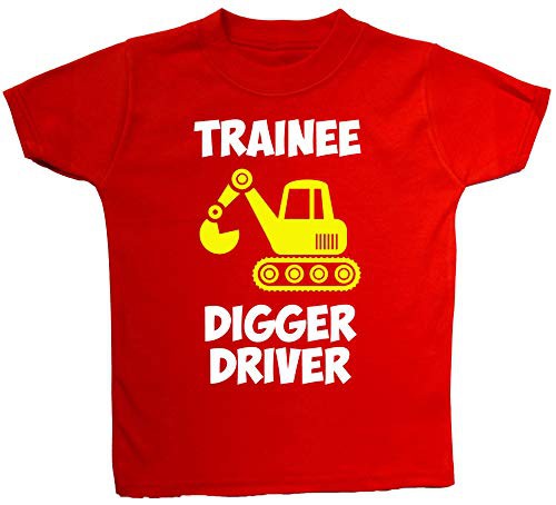 Acce Products Trainee Digger Driver Baby/Children T-Shirt/Tops 0 to 5 Years - with Optional Back Wording