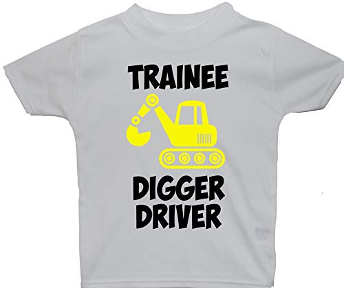 Acce Products Trainee Digger Driver Baby/Children T-Shirt/Tops 0 to 5 Years - with Optional Back Wording