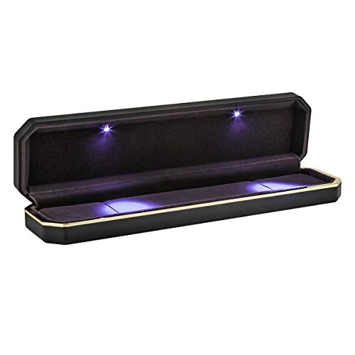 LiangGui Necklace/Bracelet/Watch Gift Box, Jewelry Presentation Display Case with LED Light Black