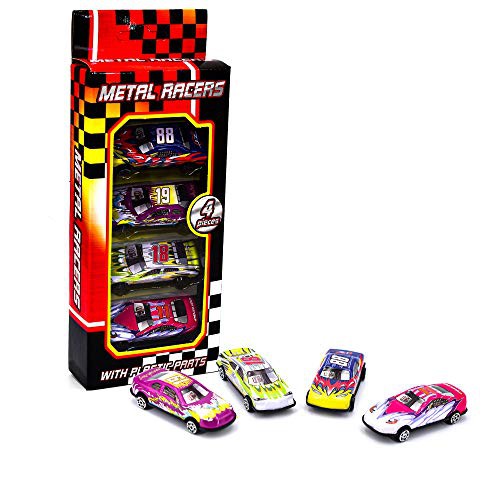 KandyToys Kids Die Cast Metal Toy Cars - 4 Piece Racing Cars Convertible Toy Car Pack