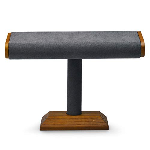 Oirlv Solid Wood T-Bar Watch Display Stand Jewellery Organizer Holder for Watch Bracelet Bangle Storage and Display 