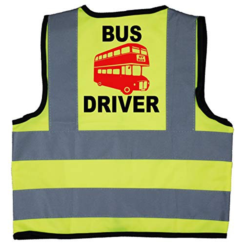 Bus Driver Baby Children Kids Hi Vis Safety Jacket Vest Size 7-9 Years Yellow Optional Personalised On Front