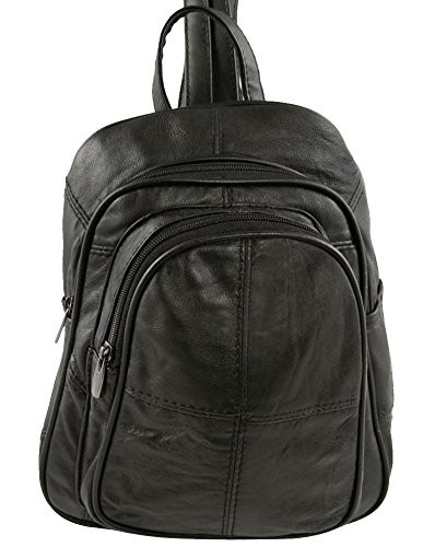 Ladies Soft Real Leather Backpack Rucksack Bag- Triple Zipped 