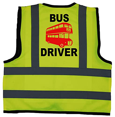 Acce Products Bus Driver Baby Children Kids Hi Vis Safety Jacket Vest Size 1-2 Years Yellow Optional Personalised On Front