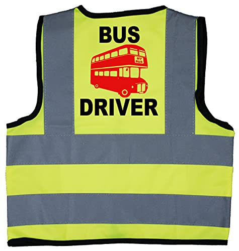 Acce Products Bus Driver Baby Children Kids Hi Vis Safety Jacket Vest Sizes 0 to 8 Years Optional Personalised On Front 