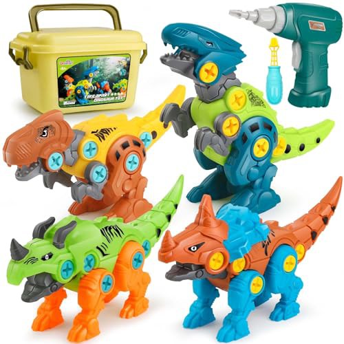 Dreamon Take Apart Dinosaur Toys for Kids with Storage Box Electric Drill DIY Construction Build Set Educational STEM for Boys Girls