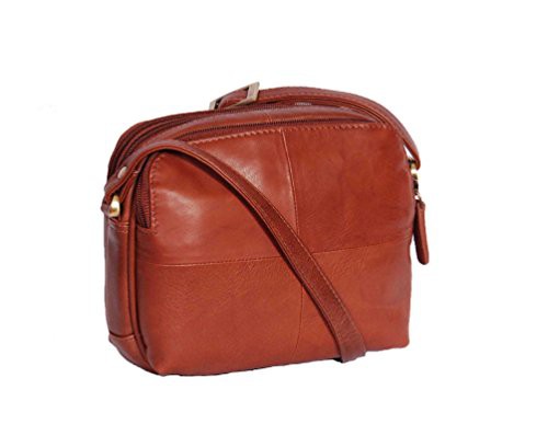 A1 FASHION GOODS Womens Real Soft Leather Cross Body Bag Multi Zip Top Pockets Small Sling Shoulder Bag - A939 