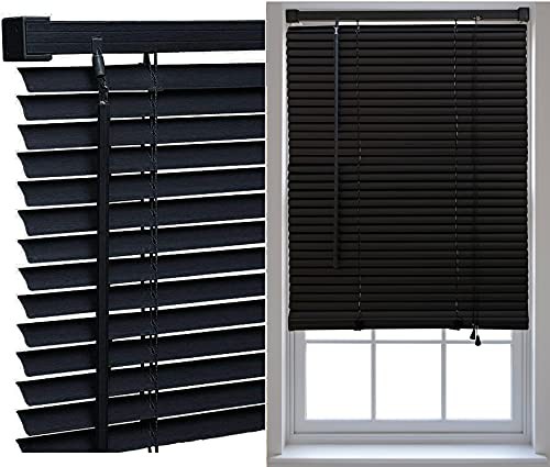 PVC Window Venetian Blinds Strong Trimmable Easy Fit Child Safe Home Office Blind Black Cream White Silver Teak And Natural 