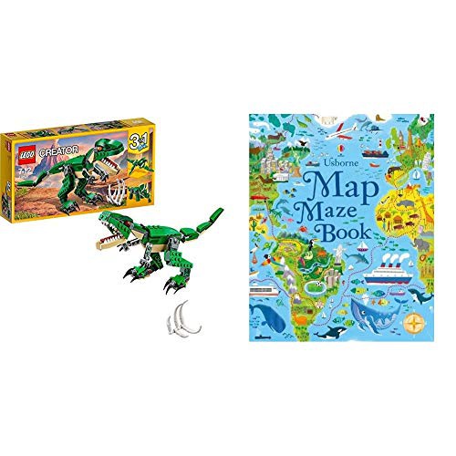 LEGO 31058 Creator Mighty Dinosaurs Toy, 3 in 1 Model, T. rex, Triceratops and Pterodactyl Dinosaur Figures, Gifts for 7-12 Year Old Boys & Girls and Map Maze Book 