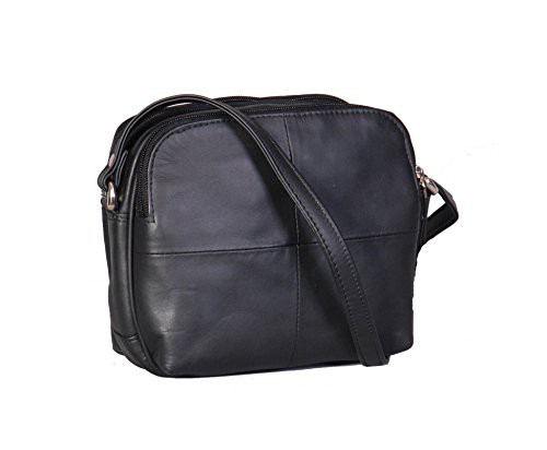 A1 FASHION GOODS Womens Real Soft Leather Cross Body Bag Multi Zip Top Pockets Small Sling Shoulder Bag - A939 