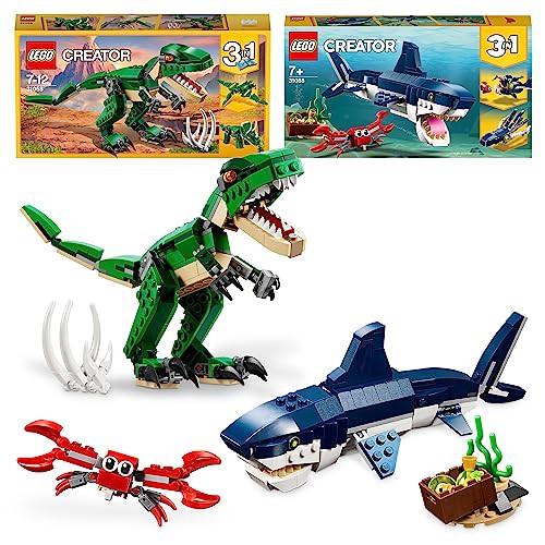 LEGO 31058 Creator Mighty Dinosaurs Toy, 3 in 1 Model & 31088 Creator 3in1 Deep Sea Creatures