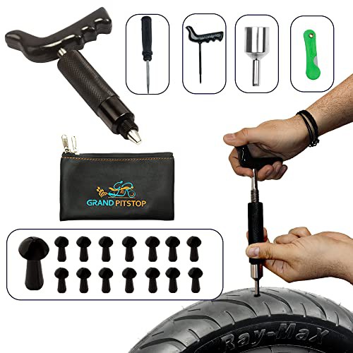 GRAND PITSTOP 20 Pcs Tubeless Tire Puncture Repair Kit with Mushroom Plug for Tyre Punctures and Flats on Cars, Motorcycles, ATV, Trucks & Tractors 