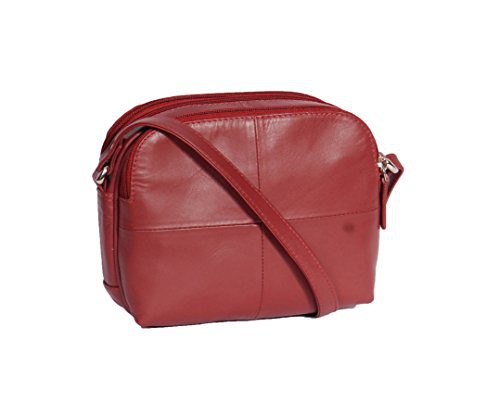 A1 FASHION GOODS Womens Real Soft Leather Cross Body Bag Multi Zip Top Pockets Small Sling Shoulder Bag - A939 