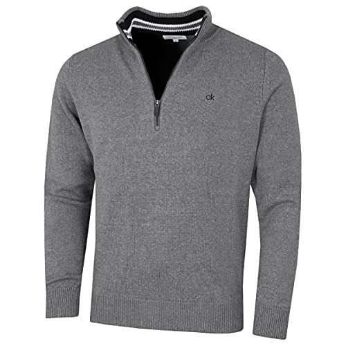 Calvin Klein Mens 2024 Knit Cotton 1/2 Zip Golf CK Top Sweater