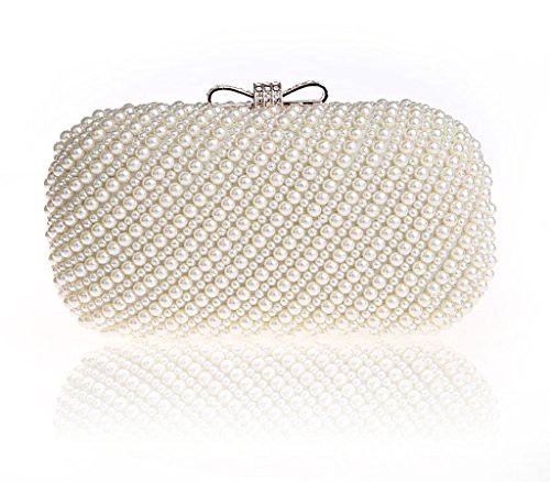 HONGCI Glitter Fashion Beaded Sequin Pearl Clutch Bag for Women - Vintage Beaded Evening Bag, Bridal Bag, Clutch Handbag for Wedding, Party, Prom 
