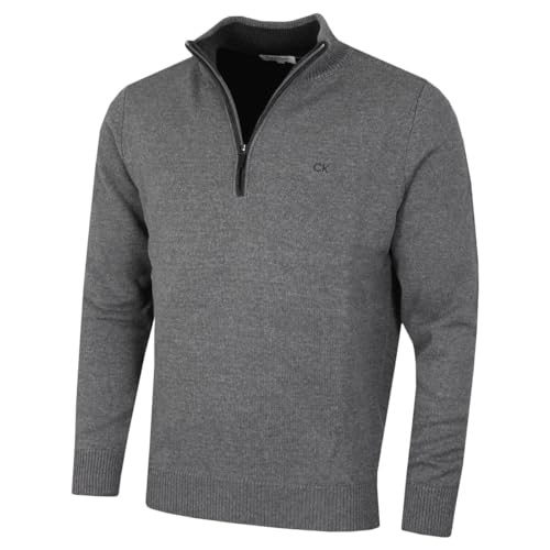 Calvin Klein Mens 2024 Knit Cotton 1/2 Zip Golf CK Top Sweater