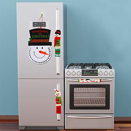 KATOOM Christmas Fridge Decorations 3pcs Refrigerator Handle Covers Microwave Oven Door with Snowman Advent Calendar for Home Kitchen Fridge Dishwasher Protector