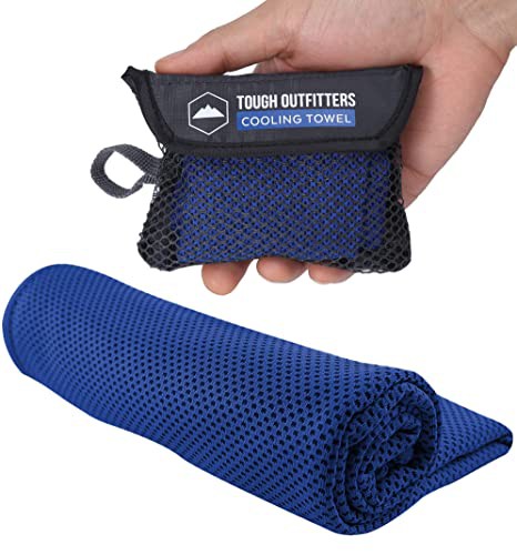 Tough Outdoors Cooling Towel - Gym or Workout Sweat Towels with Evaporative Fabric - For Sports, Camping, Beach, and Outdoor Activities - Royal Blue - 25.4 x 25.4 cm 