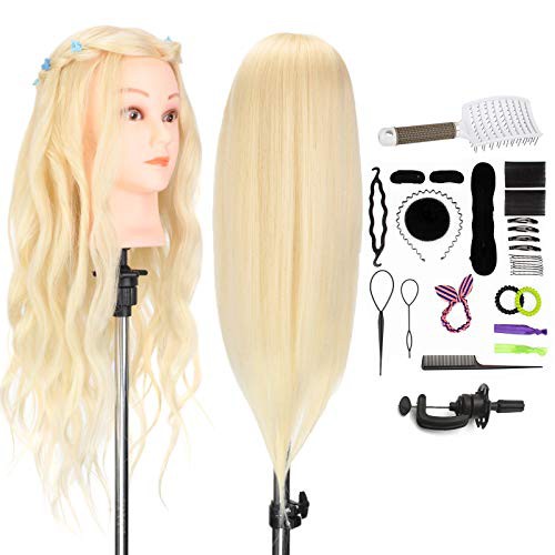 Neverland Beauty & Health Hair Doll 28" 80% Real Hair Training Head Salon Hairdressing Head Dummy Head with Braid Tool+Mannequin Head Stand