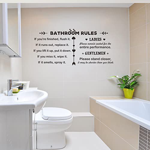 Cuayaes Bathroom Rules Sign, Toilet Quotes Bathroom Wall Art Stickers, Bathroom Decorations Vinyl Wall Decor for Home Farmhouse Decorations
