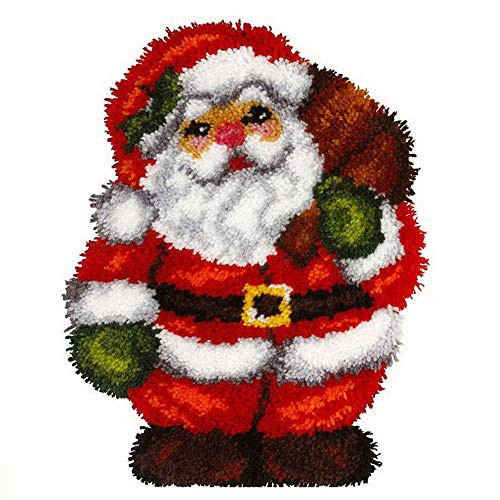 Latch Hook Rug Kits, 3D Printed Canvas Christmas Santa Decor Crochet Tapis Needle for Carpet for Crafts 20.4" X 15.0",Santa Claus