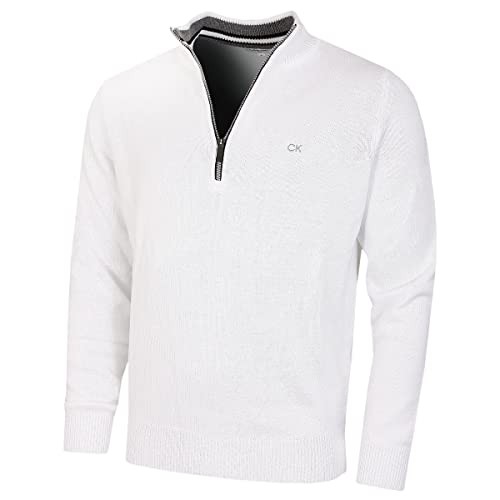 Calvin Klein Mens 2024 Knit Cotton 1/2 Zip Golf CK Top Sweater