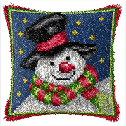 MIAOLLUN Latch Hook Kit, Christmas Latch Hook Kits for Adults DIY Decorative Pillowcase Embroidery Cross Stitch Arts Craft for Home Sofa Furniture 17X17inch