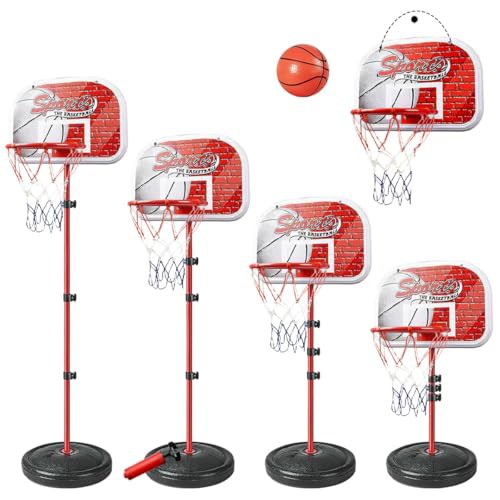 Kidoloop® Kids Basketball Hoop and Stand Adjustable Height, Net Ball Pump Portable Basketball Indoor Outdoor Activity Sports Gift for Children Summer toys for Outdoor Garden Backyard