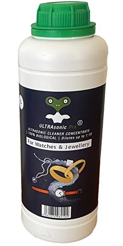 ULTRAsonic Pro 1 Litre Jewellery Cleaner Solution Concentrate, Cleaning Fluid for Gold, Silver, Coins, Watches, Glasses Ultra Sonic Machine Liquid 