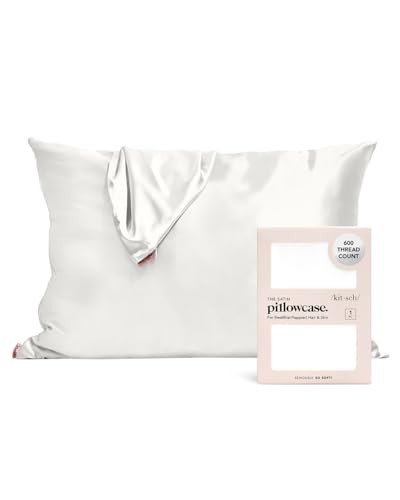 Kitsch 100% Satin Pillowcase with Zipper, Softer Than Silk Pillowcase for Hair & Skin, Cooling Pillow case, Satin Pillow Case Cover 