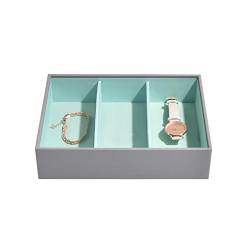 Stackers Dove Grey & Mint Classic Medium Jewellery Box Watch/Accessories Layer