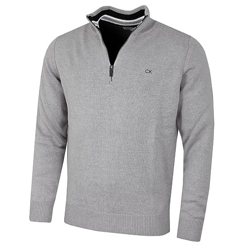 Calvin Klein Mens 2024 Knit Cotton 1/2 Zip Golf CK Top Sweater
