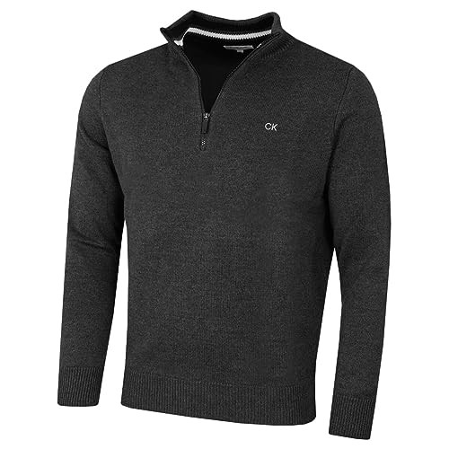 Calvin Klein Mens 2024 Knit Cotton 1/2 Zip Golf CK Top Sweater