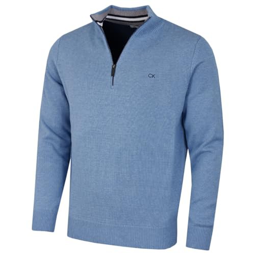 Calvin Klein Mens 2024 Knit Cotton 1/2 Zip Golf CK Top Sweater