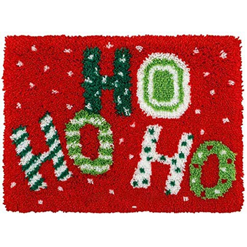 MIAOLLUN Latch Hook Kits Cushion for Beginners, Latch Hook Kits Rug, 3D Pattern Printed Canvas Christmas Door Hanging 20.4" X 14"