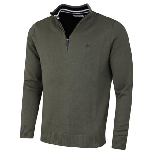 Calvin Klein Mens 2024 Knit Cotton 1/2 Zip Golf CK Top Sweater