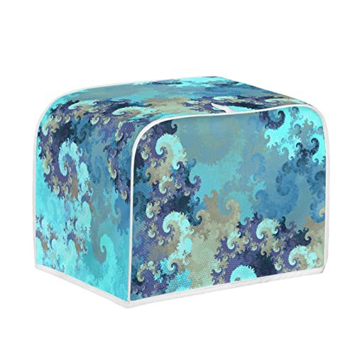 Kuiaobaty Turquoise Fractal Art 2 Slice Toaster Cover,Bread Maker Cover Dustproof Caps for Two Slice Toaster Kitchen Appliance
