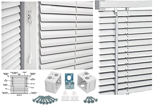 Optimal Products PVC Window Venetian Blinds Strong Trimmable Easy Fit Child Safe Home Office Blind Black Cream White Silver Teak And Natural 