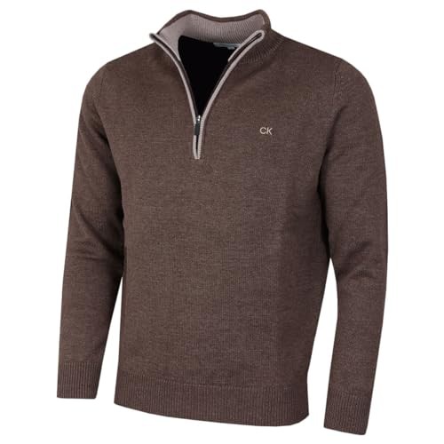 Calvin Klein Mens 2024 Knit Cotton 1/2 Zip Golf CK Top Sweater