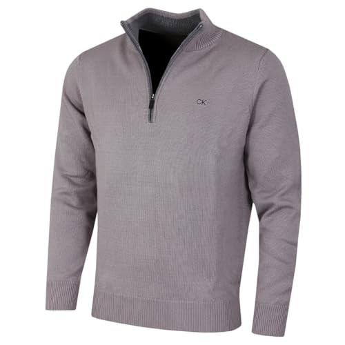 Calvin Klein Mens 2024 Knit Cotton 1/2 Zip Golf CK Top Sweater