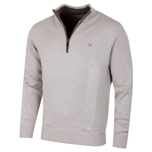 Calvin Klein Mens 2024 Knit Cotton 1/2 Zip Golf CK Top Sweater