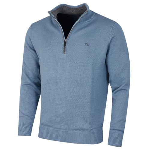 Calvin Klein Mens 2024 Knit Cotton 1/2 Zip Golf CK Top Sweater